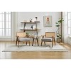 Mid-Century Farmhouse Accent Chair - Wood Armchair with Rattan Backrest & Removable Linen Cushion for Living Room, Bedroom - 3 of 4