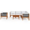 vidaXL 7 Piece Solid Acacia Wood Patio Lounge Set with Cream Cushions - Rustic Weather-Resistant Garden Furniture Set with Table, Sofas, Armchair. - 3 of 4