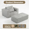 QingMoon Deep-Seat Compressed Sofa, Modular Boneless Couch, Corduroy Lounge Chair with Ottoman and Wide Arms for Living Room, Apartment - 4 of 4