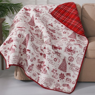 Yuletide Holiday Quilted Throw Red - Levtex Home