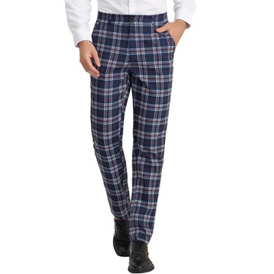 Lars Amadeus Men's Plaid Business Regular Fit Formal Prom Checked Trousers