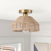 Dewdrop Rustic Semi Flush Mount Light Fixture, Natural Jute Ceiling Light for Bedroom Kitchen Hallway - 3 of 4