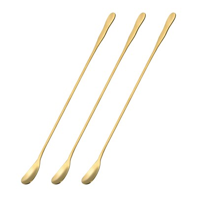 Unique Bargains Stainless Steel Cocktail Long Handle Mirror Finished Coffee Spoon 3 Pcs