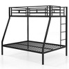 Costway Twin Over Full Metal Bunk Bed with Integrated Ladder Full-length Guardrail Black/White - 2 of 4