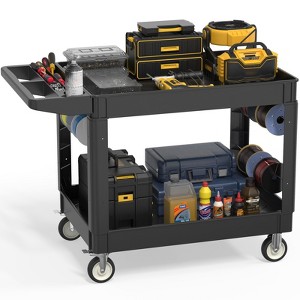 Huxxion Utility Cart with Wheels, Heavy Duty Rolling Service Cart for Warehouse,Garage, Cleaning() - 1 of 4