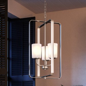 Urban Ambiance Luxury Modern Chandelier 25.625''H x 16''W,  Brushed Nickel Finish,  Broome Collection, UHP4102 - 1 of 4