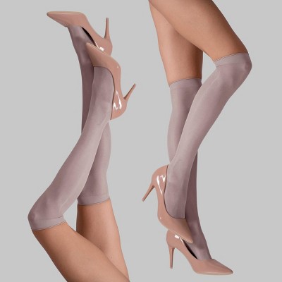 LECHERY Women's Lustrous Silky Shiny Sheer Dress Nylons Knee-Highs Stockings Socks (2 Pairs)