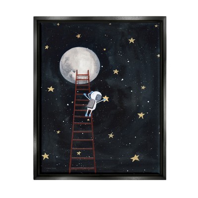 Stupell Industries Astronaut Hanging Stars Outer Space Ladder to Moon
