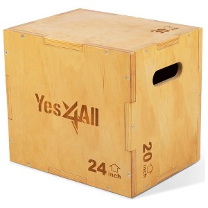 Yes4All 3-in-1 Non-Slip Wooden Plyo Box with Side Handles 30
