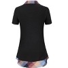 YESFASHION Women's Short Sleeve Contrast Collared Shirts Patchwork Work Blouse Tunics Tops - 3 of 4