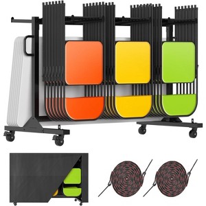 AMERLIFE Folding Chair Rack, Holds Tables or Chairs, Heavy-Duty Cart with Wheels - 1 of 4