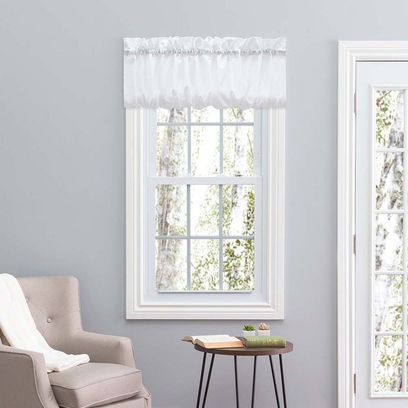 Ellis Stacey 1.5" Rod Pocket High Quality Fabric Solid Color Window Balloon Valance 60"x15" White, 2 of 4