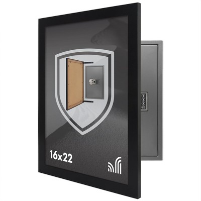 Americanflat 16x22 Concealment Picture Frame with Polished Plexiglass - Hinged Picture Frame to Hide an In-Wall Safe, Access Panel - Black