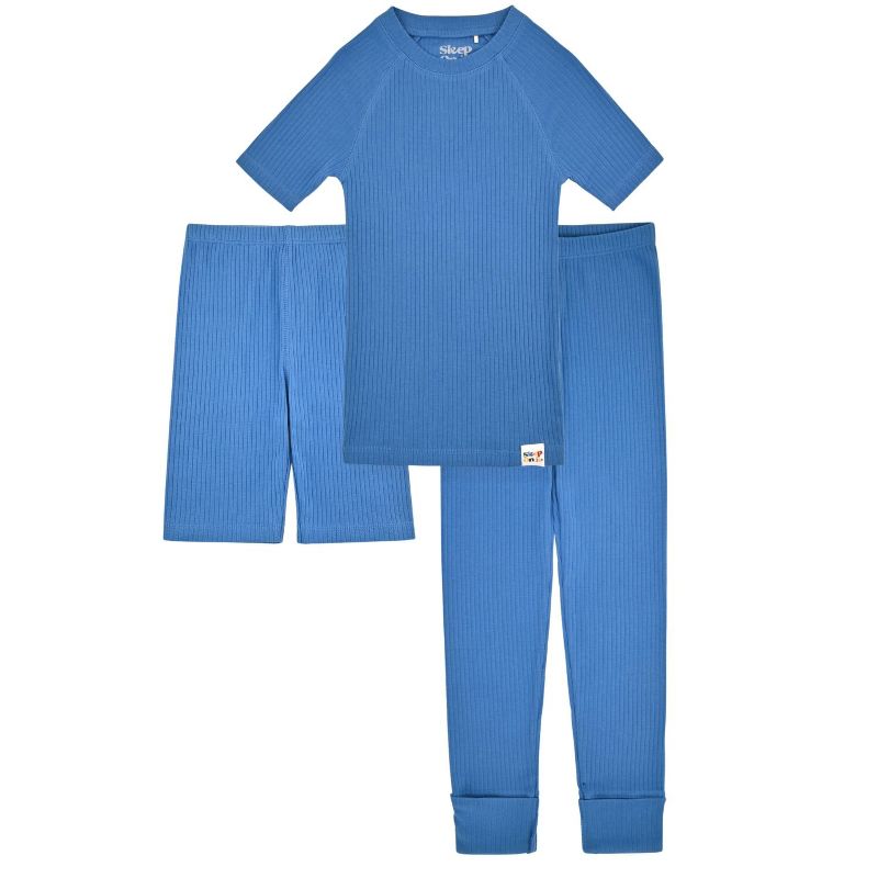 Sleep On It 100% Organic Cotton Rib Knit Snug-Fit 4-Piece and 6-Piece Pajama Sets for Boys & Girls, 3 of 5