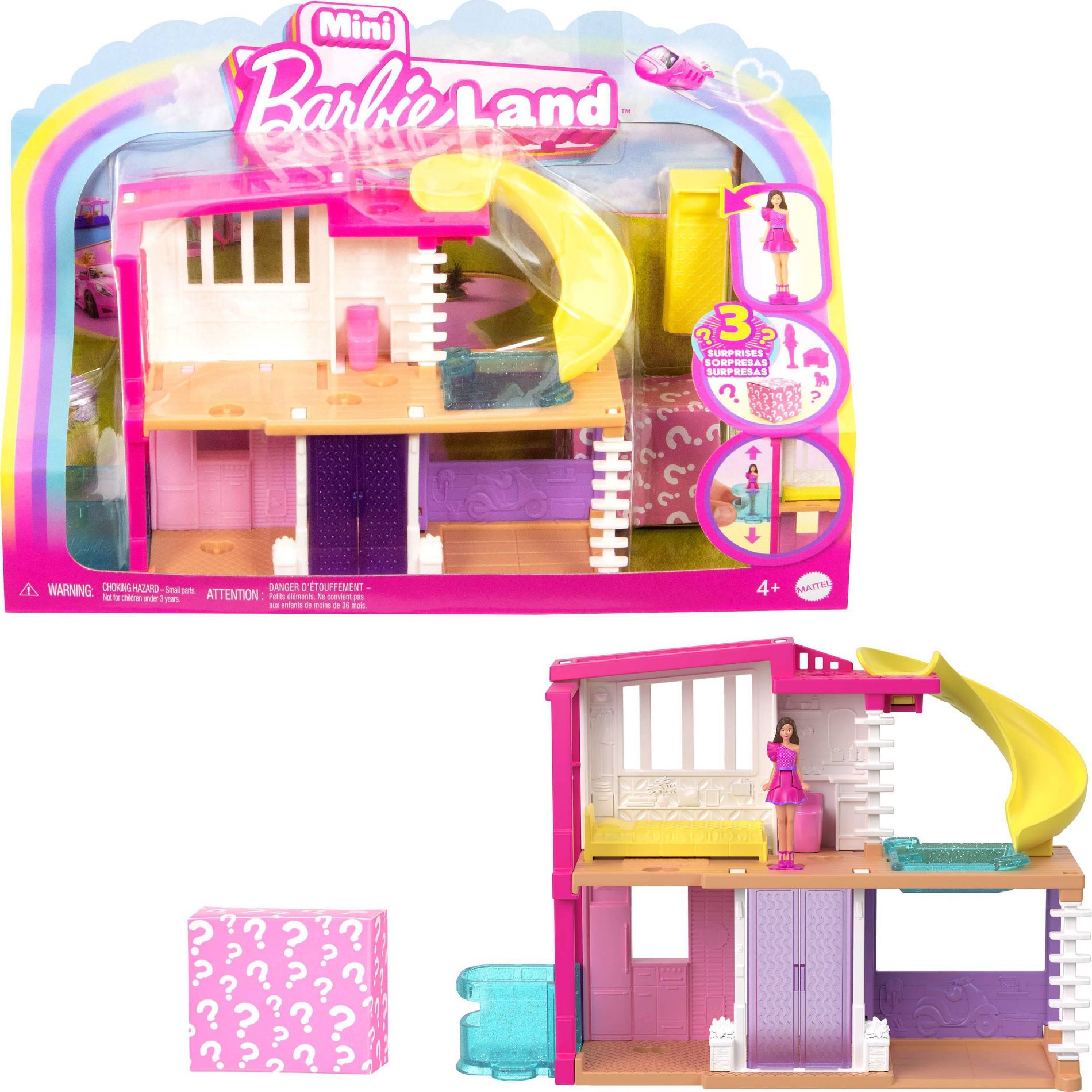 Barbie 1.5" Mini Land Doll House 3 with Funiture & Accessories