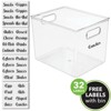 mDesign Stackable Plastic Pantry Organizer Box + 36 Labels - Clear - 3 of 4