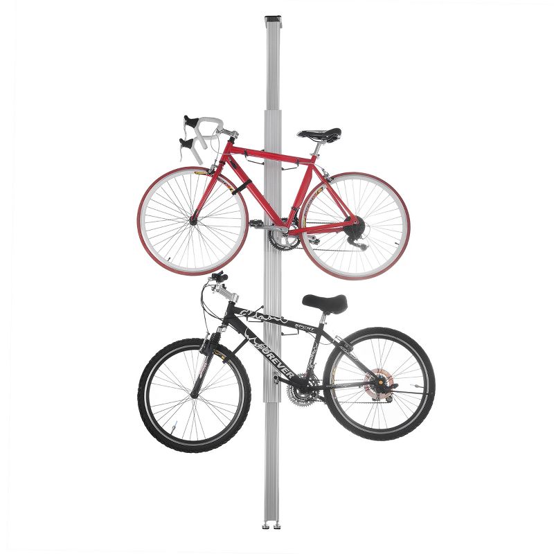 Bike Rack - Adjustable Aluminum Bicycle Hanger for 2 Bikes Extends from 7 to 11ft - Floor to Ceiling Tension Mount Bike Storage by RAD Sportz, 1 of 8