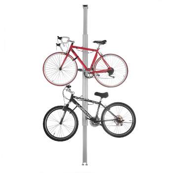 Bike Rack - Adjustable Aluminum Bicycle Hanger for 2 Bikes Extends from 7 to 11ft - Floor to Ceiling Tension Mount Bike Storage by RAD Sportz