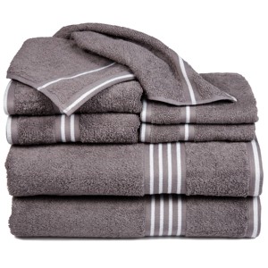 Hastings Home Rio 100% Cotton Towel Set - Silver, 8 Pcs - 1 of 4