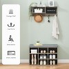 31.5" Coat Rack and Shoe Bench Set, Hall Tree with 10 Shoe Storage Cubbies, 5 Coat Hooks, Multifunctional Entryway Storage Shelves - 4 of 4