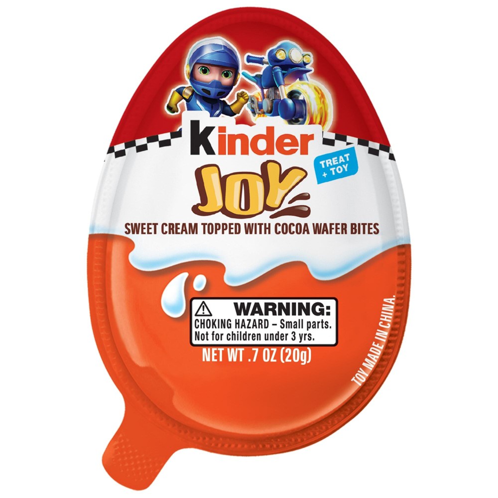 Kinder Joy Sweet Cream Topped with Cocoa Wafer Bites Milk Chocolate Treat + Toy Candy - 0.7oz