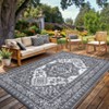 Waterproof Outdoor Rug Reversible Plastic Straw Mat, Vintage Medallion Patio Carpet for RV, Deck, Beach, Camping - 2 of 4