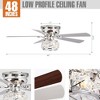 Parrot Uncle 48" Modern Chrome Crystal Ceiling Fan with Light and Remote Flush Mount Ceiling Fan for Kitchen Bedroom Living Room - 4 of 4