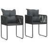 vidaXL Comfortable Patio Chairs with Pillows - Set of 2 - Durable Poly Rattan Construction, Powder-Coated Steel Frames - Black - 2 of 4