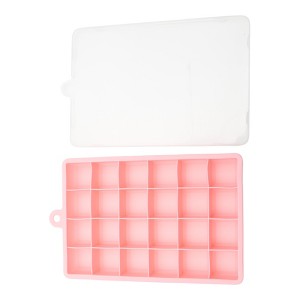 Unique Bargains Ice Mould 24-Cavity Square Ice Tray with Lid Hand Wash Only Silicone 7.28"x4.53"x1.18" 1 Pc - 1 of 3
