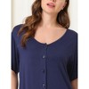cheibear Women's Nightgown Button Down Short Sleeve Soft Modal Loose Pajama Sleepshirt - 4 of 4