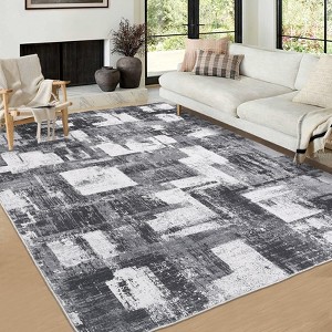 Modern Abstract Geometric Area Rug Machine Washable Rug With Non-Slip Backing Stain Resistant Easy Cleaning Indoor Low Pile Floor Cover For Home Decor - 1 of 4