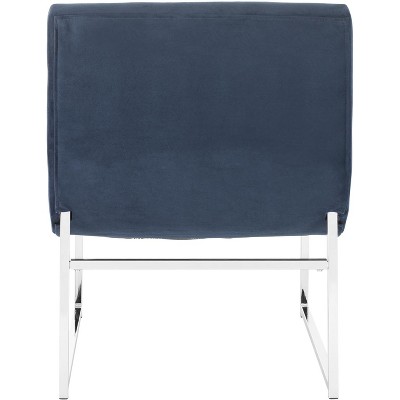 Navy Velvet Spot 25" Metal-Legged Transitional Accent Chair