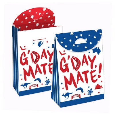 Big Dot of Happiness Australia Day - G’Day Mate Aussie Party Gift Favor Bags - Party Goodie Boxes - Set of 12