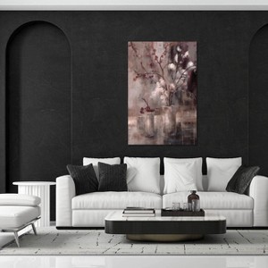 iCanvas Silver Floral Burgundy by Simon Addyman Canvas Print Wall Art - 1 of 3