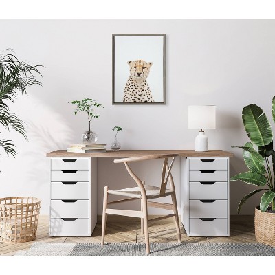 Gray Framed Cheetah Portrait Canvas Wall Art