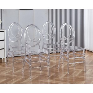 CAVINAS Wedding Dining Room Chairs Set of 4,Plastic Kitchen Chairs with 220lbs Capacity,Mid Century Dining Chairs for Events and Daily Use - 1 of 4
