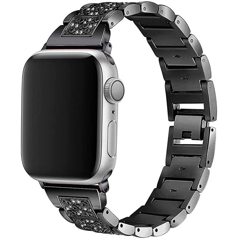 Worryfree Gadgets Metal Band with Rhinestones for Apple Watch Band 38/40/41mm, 42/44/45mm iWatch Series 8 7 6 5 4 3 2 1 & SE, 1 of 3