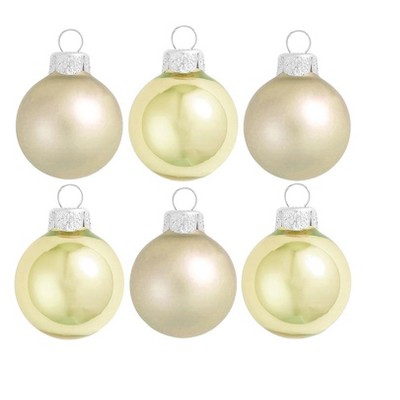 Northlight 6ct Matte and Pearl Light Glass Ball Christmas Ornament Set 2.5" - Gold