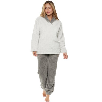 Adr Women's Plush, Oversized Fleece Pajamas Set, Joggers With Pockets ...