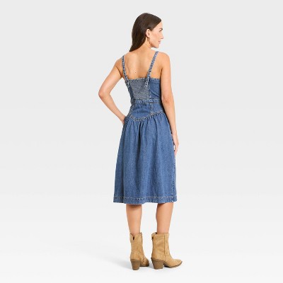 Women's Sleeveless Corset Denim Midi Dress - Universal Thread
