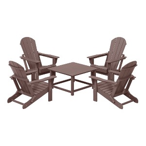 WestinTrends Malibu 5-Piece HDPE Adirondack Chair Outdoor Patio Square Table Conversation Set - 1 of 4