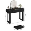 Vanity Makeup Desk with Round Mirror, 40" Small Modern Black Vanity Desk, Dressing Table with 2 Drawers, Girls Compact Vanity Desk for Bedroom - 2 of 4