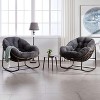 VYNXARIA Outdoor Rattan Rocking Chair,Padded Cushion Rocker Recliner Chair Outdoor for Front Porch, Living Room, Patio, Garden, Grey - 3 of 4