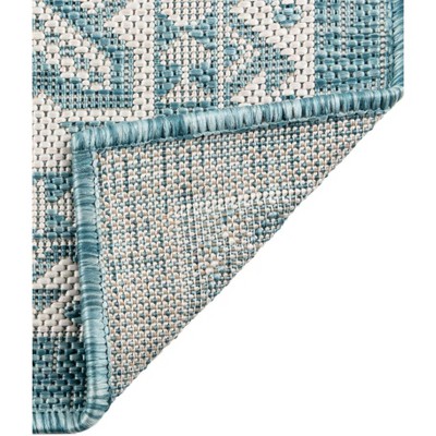Aqua Medallion Easy-Care Outdoor 7x10 Synthetic Rug