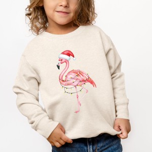 Flamingo Christmas Lights Watercolor - Toddler Graphic Sweatshirt - 1 of 4