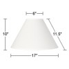 Springcrest Collection 6" Top x 17" Bottom x 10" High x 11 1/2" Slant Lamp Shade Replacement Large White Chimney Country Linen Spider Harp Finial - 4 of 4