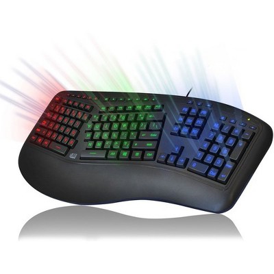 Adesso Tru-Form 150 - 3-Color Illuminated Ergonomic Keyboard - Cable Connectivity - USB Interface - 105 Key - English (US) - Membrane Keyswitch