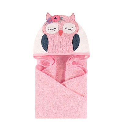 Little Treasure Baby Girl Cotton Animal Face Hooded Towel, Boho Chic Owl, One Size