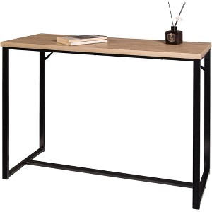 Wood Natural Top Coastal Modern Console Table with Black Metal Legs for Entryway and Hallway - 1 of 4
