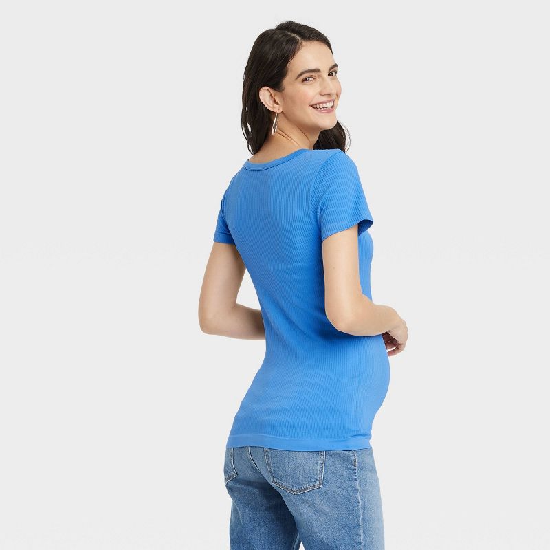 Short Sleeve Seamless Ribbed Scoop Neck Maternity T-Shirt - Isabel Maternity by Ingrid & Isabel™, 2 of 4